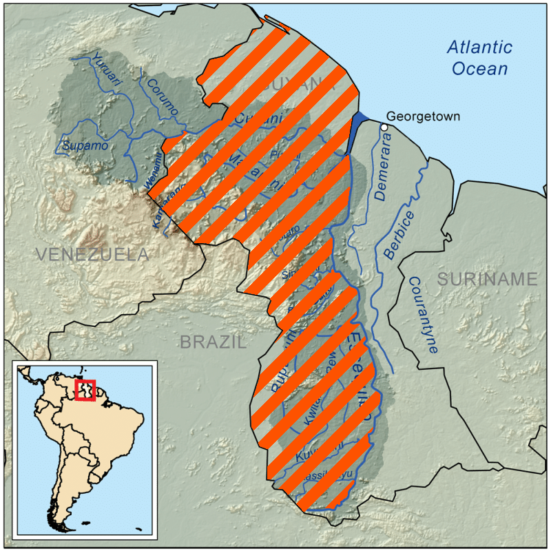 Karte der Region Guayana Esequiba.